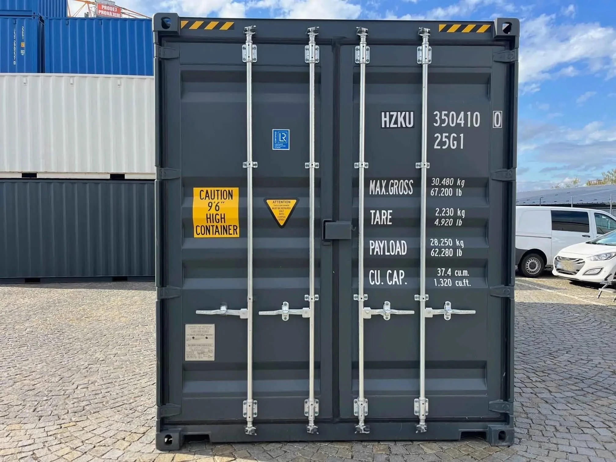 20 fods high cube container antracitgrå porte données