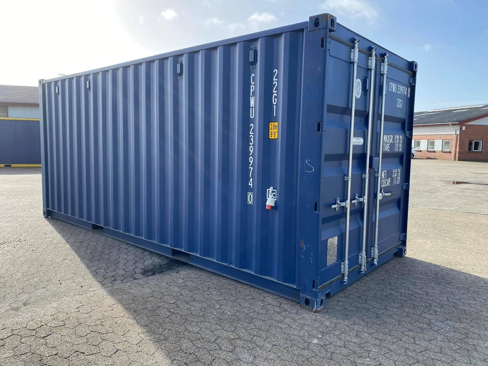 20 fods isoleret container blå vue 3/4
