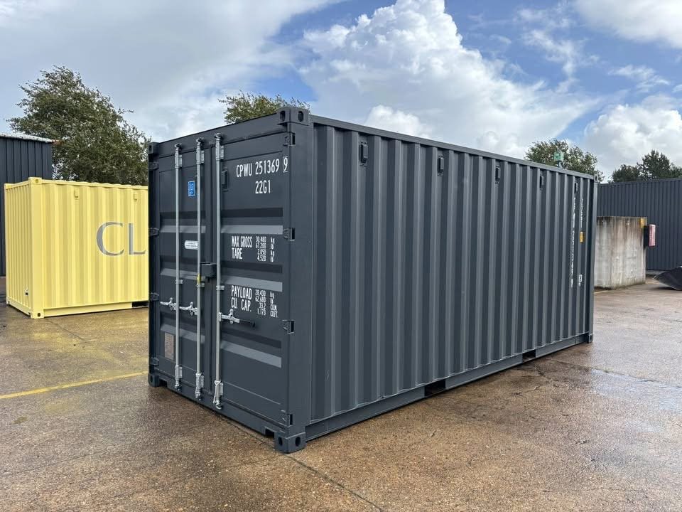 20 fods isoleret container antracitgrå vue 3/4 avant