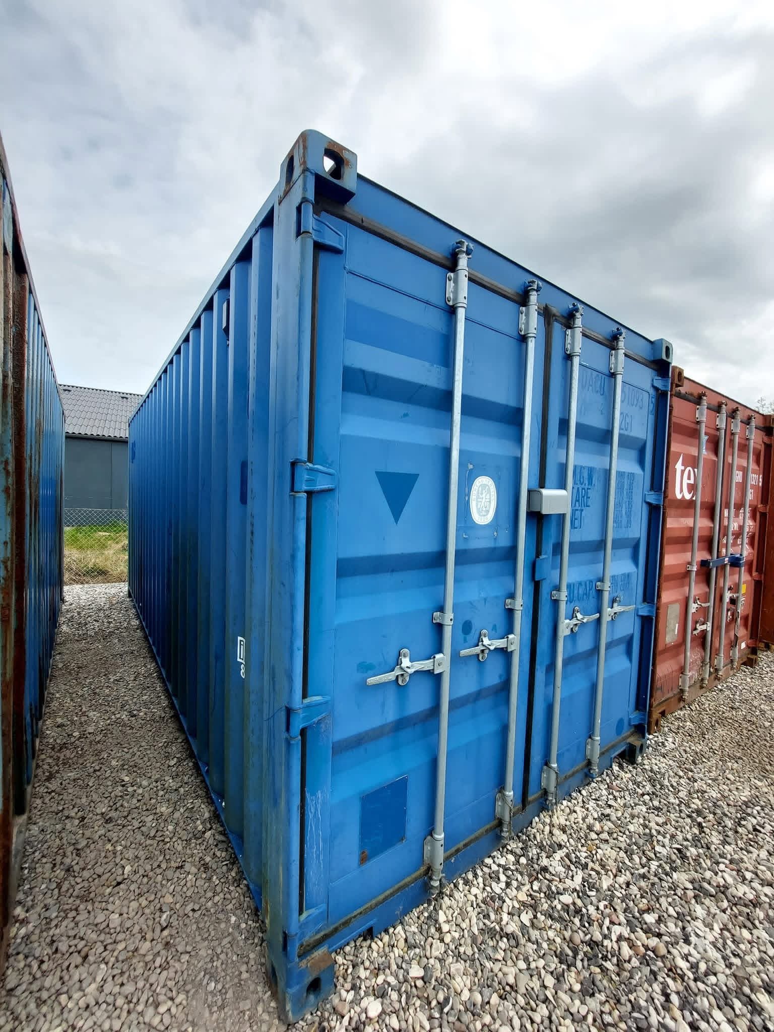 20 fods blå isoleret container 3/4 visning