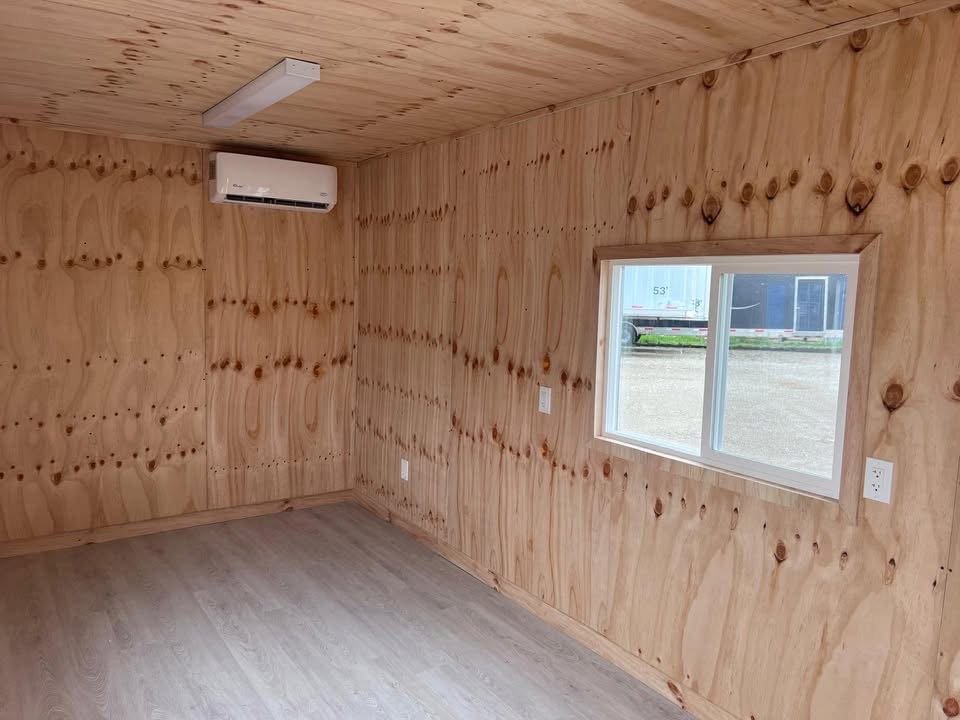 20 fods mørkegrå kontorcontainer intérieur klima vindue