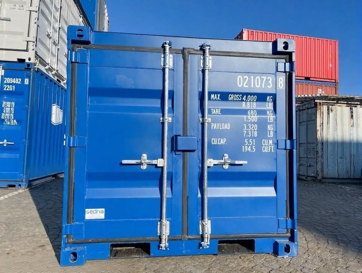 6 fods container blå facade
