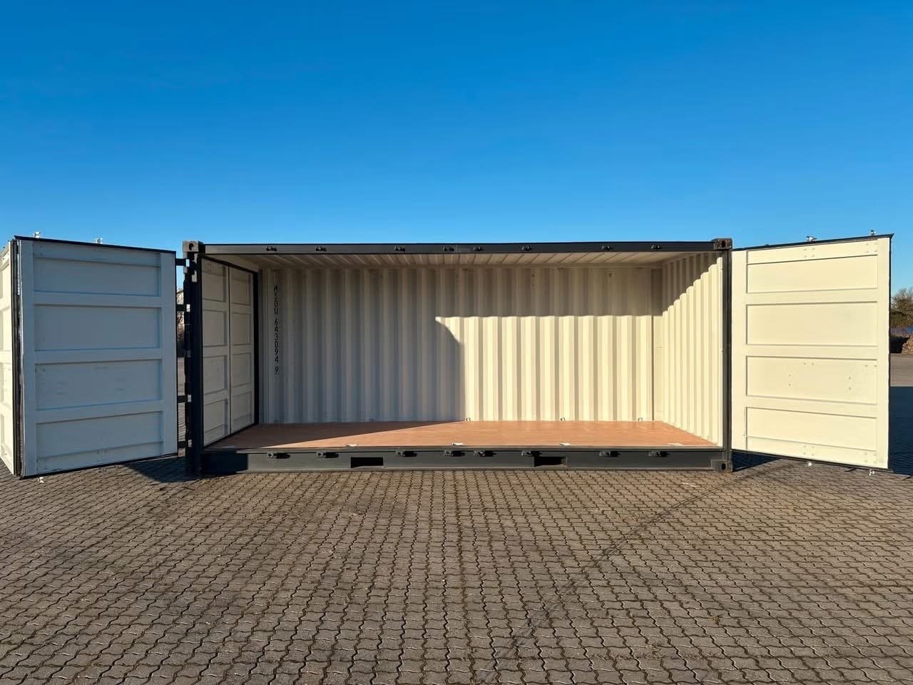 20 fods container sort fuld sideåbning åben