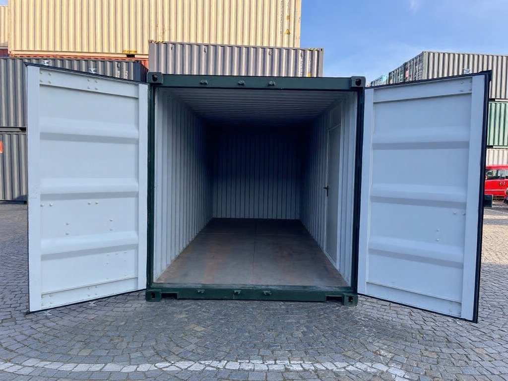 20 fods grøn container intérieur dobbeltdøre