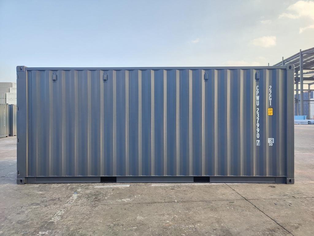 20 fods container sort RAL9005 bagside